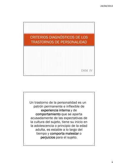 Criterios Diagn Sticos De Los Trastornos De Personalidad