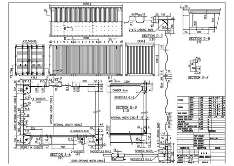 20gp Technical Drawing Shipping Container Dimensions
