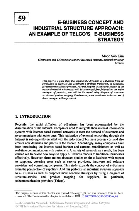 It's somewhat pretty simple to come up with one, but it needs lots of hard work and critical thinking. (PDF) E-Business Concept and Industrial Structure Approach: An Example of Telco's E-Business ...
