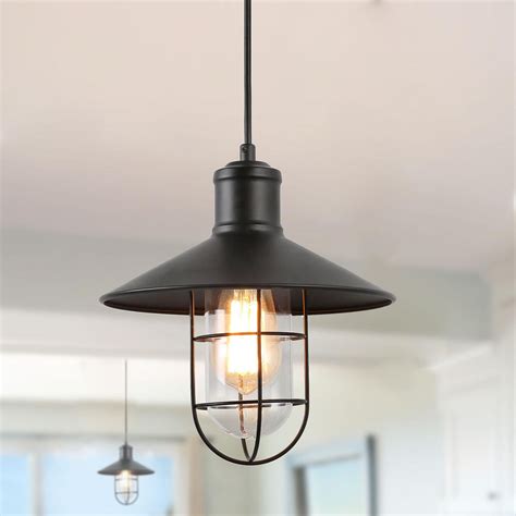 Rated 4 out of 5 by buffalo flats ranch from looks great in our country style home really like the rustic look of this pendant light in our country style wood house. LNC Pendant Lighting 1-Light Black Mini Pendant with ...