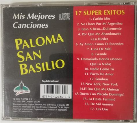 cd paloma san basilio mis mejores canciones 17 super exitos h2 0777 libreria atlas