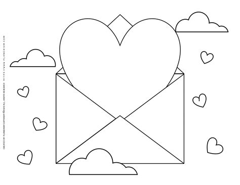 Valentines Day Heart Love Letter Coloring Page Planerium