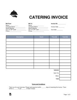 catering invoice template word  eforms