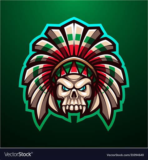 Tribal Skull Head Mascot Logo Royalty Free Vector Image