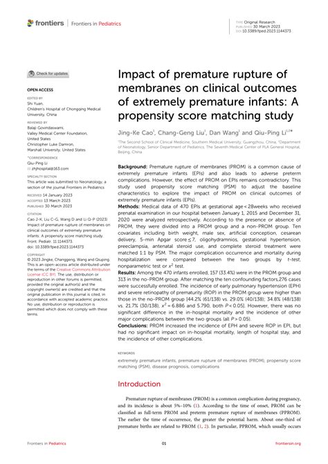 Pdf Impact Of Premature Rupture Of Membranes On Clinical Outcomes Of Extremely Premature