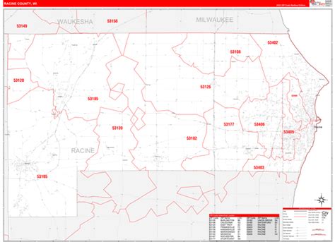 Racine County Wi Zip Code Maps Red Line