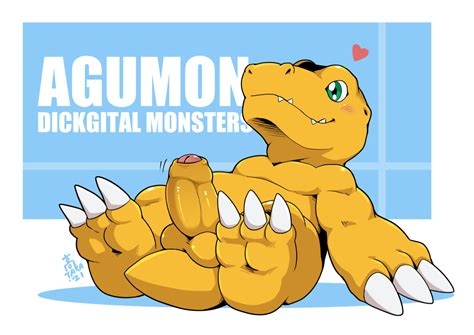 Rule 34 Agumon Anthro Balls Bandai Namco Blush Claws Digimon Digimon