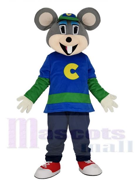 Funny Chuck E Cheese Mouse With Green Hat Mascot Costume