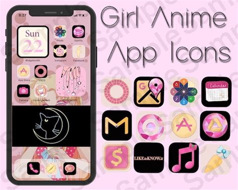 Ios 15 App Icons Pack Cute Kawaii Anime Pink Pastel Premium Etsy