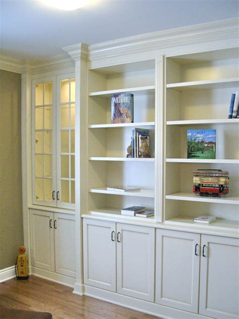 Built In Bookcases With Fluted Column Detail And Large Crown Antique