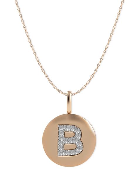 Macys Us 14k Rose Gold Necklace Diamond Accent Letter B Disk Pendant