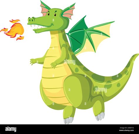 Green Fire Breathing Dragon Stock Vector Image And Art Alamy