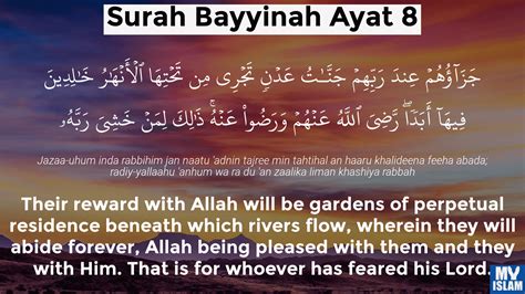 Surah Bayyinah Ayat 8 988 Quran With Tafsir My Islam