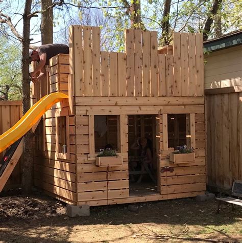 The realistic toy plane was copied from the u. Fun Fortress Playhouse Plan in 2020 | Play houses, Build a ...