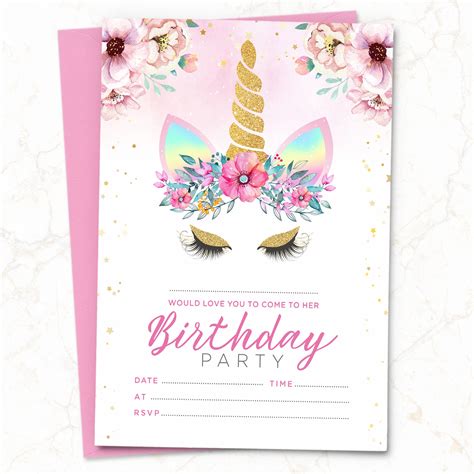 If you want to celebrate your dotter, or your invitation using unicorn theme, you can use and download our birthday unicorn themed birthday party unicorn birthday invitations baby birthday birthday cards unicorn crafts unicorn art unicorn printables. 10 x Unicorn Birthday Party Invitations Invites ~ Girl ...