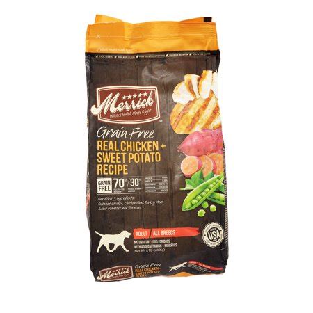 And that means like other popular pet food ingredients such as white potato and yam … sweet potatoes turn into sugar in your dog's body. Merrick Grain-Free Real Chicken + Sweet Potato Recipe Dry ...