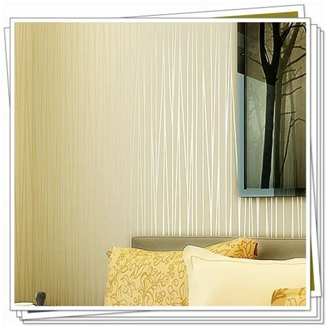 Non Woven Wallpaper Modern Brief Vertical Stripe Flock Printing Pearl