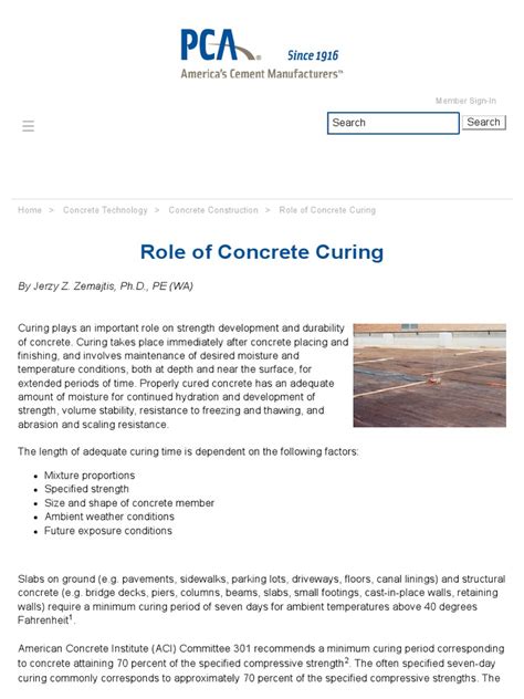 Role Of Concrete Curing Pca Pdf Concrete Building