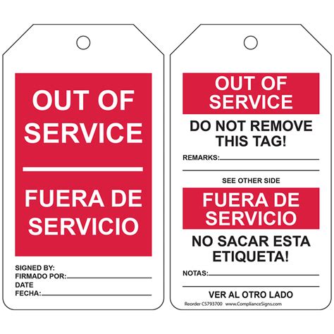 Out Of Service Fuera De Servicio En And Sp Safety Tags