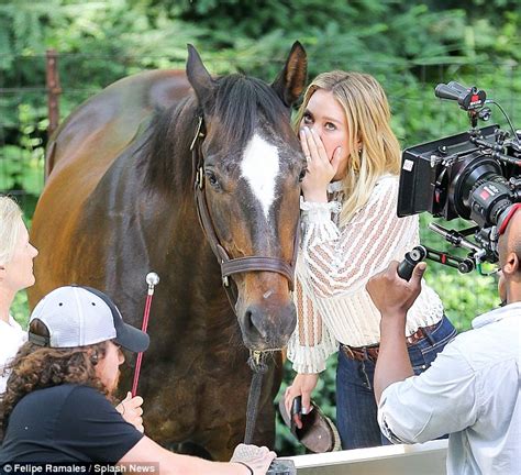 Hilary Duff Whispers In Horses Ear As She Films Latest Scene For Tv