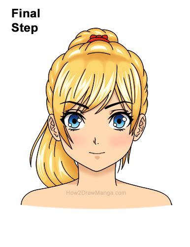 How To Draw A Manga Girl With A Ponytail Front View Step By Step