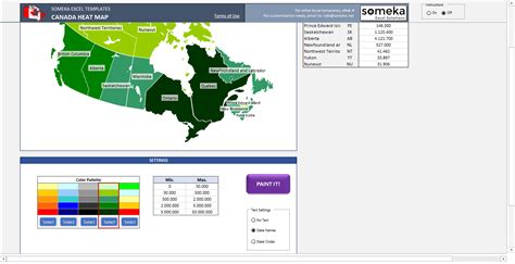Canada Heat Map Excel Template Population Density Map