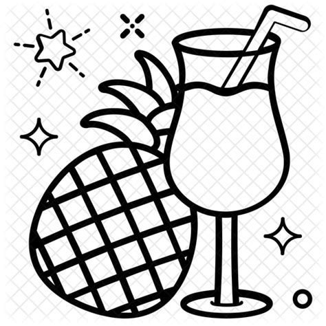 Pina Colada Icon Download In Line Style