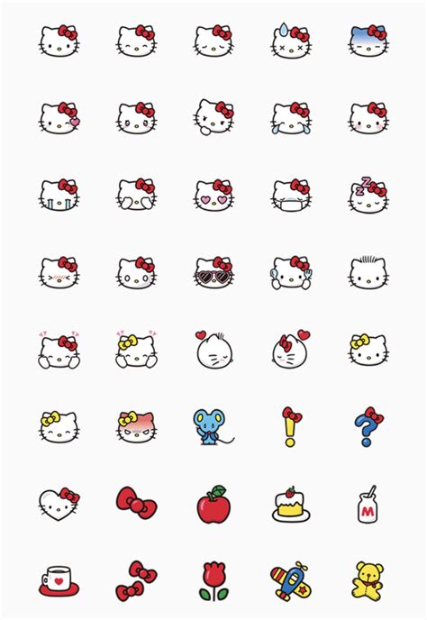 Hello Kitty Emoji Set Tatuajes De Hello Kitty Pegatinas Bonitas