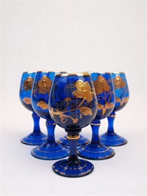 Exquisite Dark Blue Gold Trim Crystal Decorative Drinking Glasses Decorative Drinking Glasses