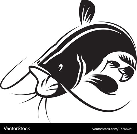 Graphic Silhouette Catfish Open Mouth Royalty Free Vector