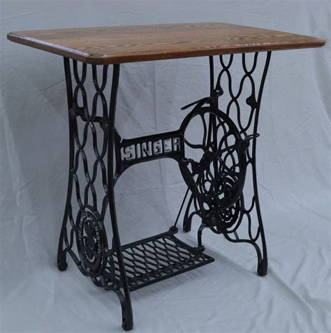 Vintage Singer Sewing Machine Treadle Table With Oak Hardwood Top