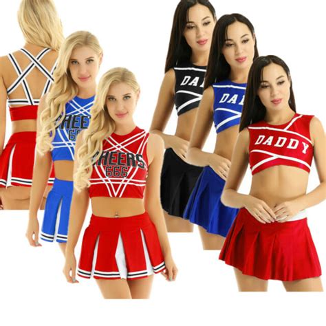 Womens Cheerleader Costume Sets High School Musical Outfit Fancy Dress