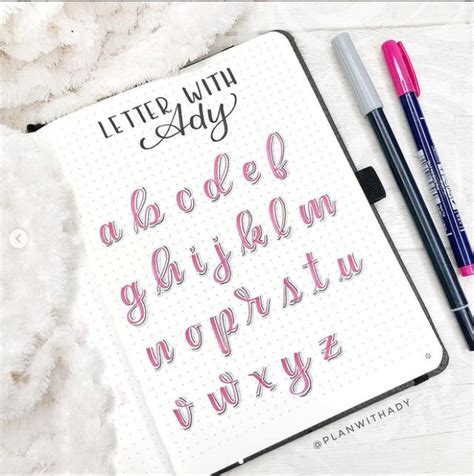 Bullet Journal Fonts With Free Hand Lettering Worksheets