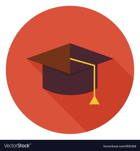 Flat Education Graduate Hat Circle Icon With Long Vector Image