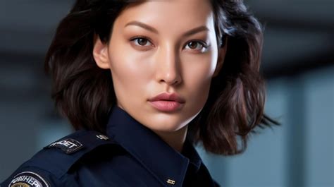 Premium Ai Image Portrait Of A Beautiful Young Woman In Police