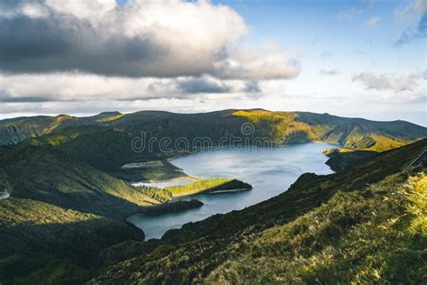 Beautiful Panoramic View Of Lagoa Do Fogo Lake Of Fire In Sao Miguel