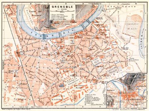 Old Map Of Grenoble In 1913 Buy Vintage Map Replica Poster Print Or