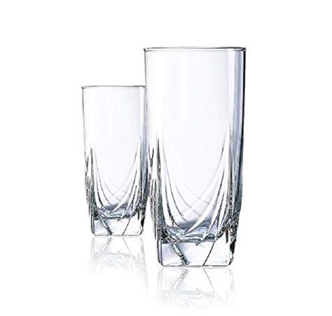 Elegant Drinking Glasses Set Of 6 Highball Glasses Heavy Base Durable Glass Cups For Water