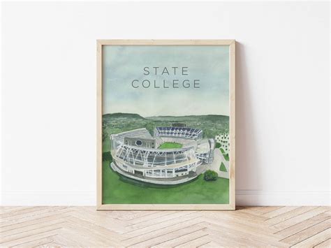 Penn State Art Print Stadium Watercolor Painting State Etsy