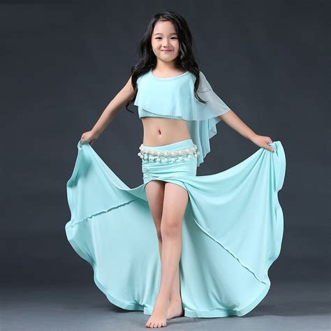Belly Dance Costume Set Girls Tops Gypsy Skirt Long Belly Dancing