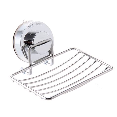 Metal Strong Suction Bathroom Shower Chrome Accessory Soap Dish Holder