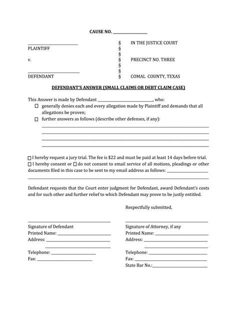 Defendant Answer Form Texas Fill Out And Sign Online Dochub