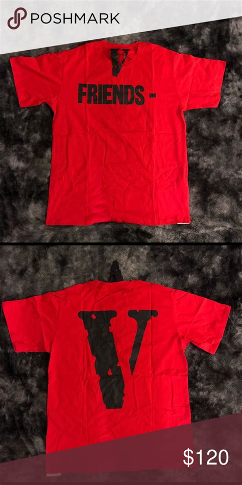 Vlone Friends Red And Black Black And Red Black Tee Shirts