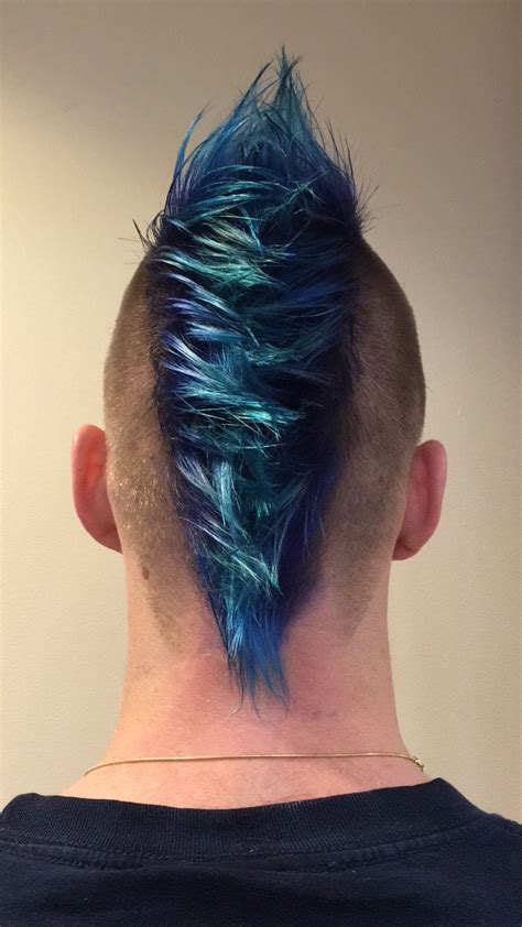 Mens Mohawk With Shades Of Blue Mohawk For Men Punk Mohawk Mohawk