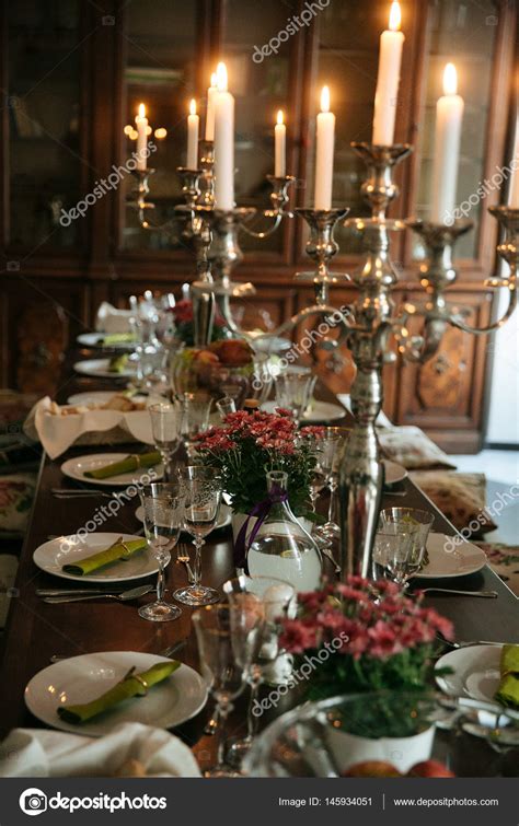 Elegant Banquet Table Setting — Stock Photo © Peterkarasev 145934051