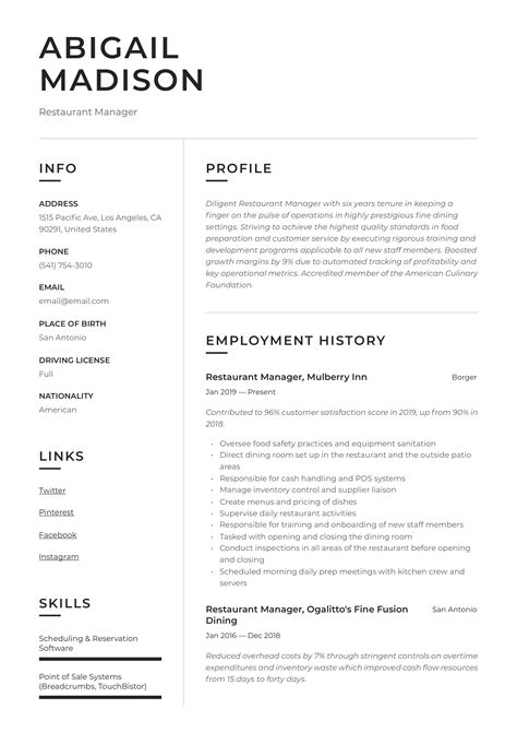 Restaurant Manager Resume Example 2023 Writing Tips R - vrogue.co