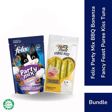 Fancy Feast Puree Kiss Tuna + Felix Party Mix BBQ Bonanza