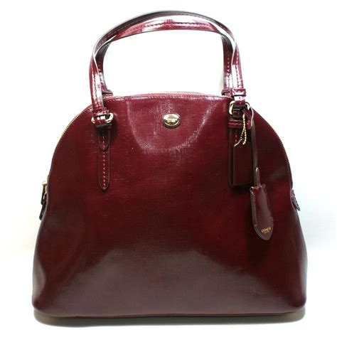 Coach Peyton Leather Large Domed Satchel/ Handbag Sherry Red #31408 | Coach 31408