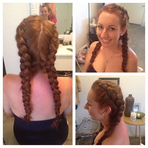 Gorgeous Ginger Hair Model Dual Inside Out Braids