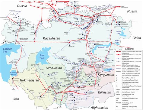 Map Of Central Asian Electricity Grid Central Asia National Energy